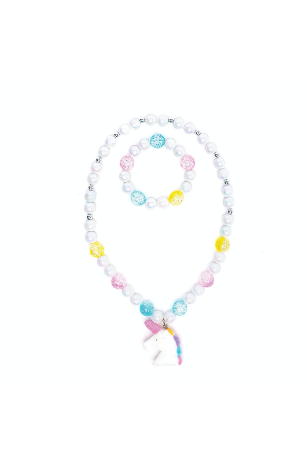 White Unicorn Necklace and Bracelet Set