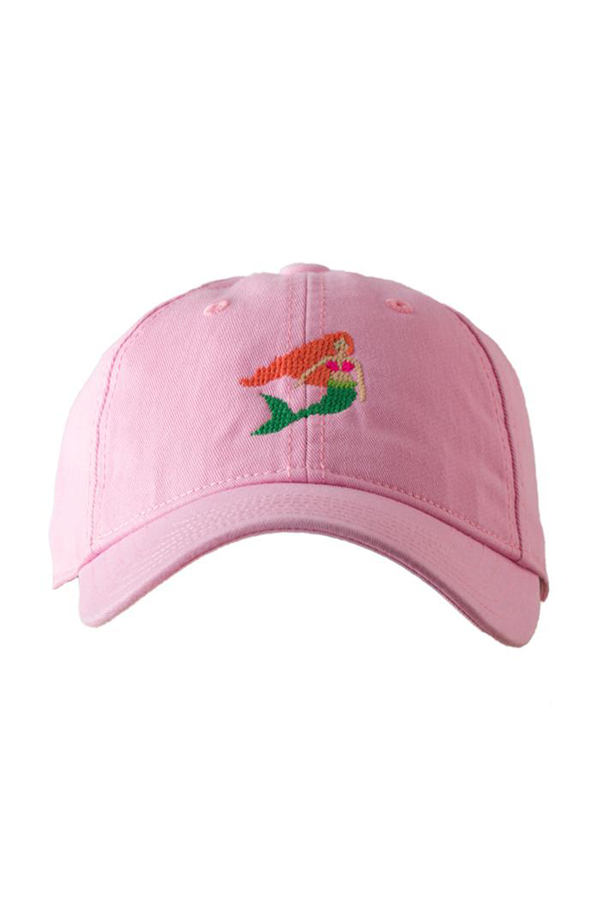 Mermaid Needlepoint on Light Pink Kids Hat