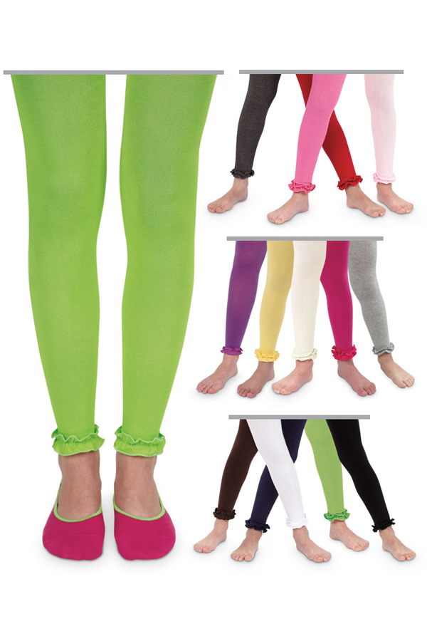 Pima Cotton Ruffle Footless Tights