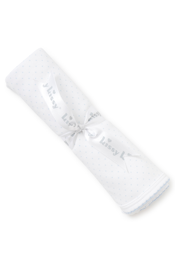 New Kissy Dots Print Blanket - White and Blue