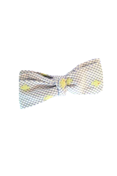 Johnny Blue with Lime Fish Embroidery Bow Tie