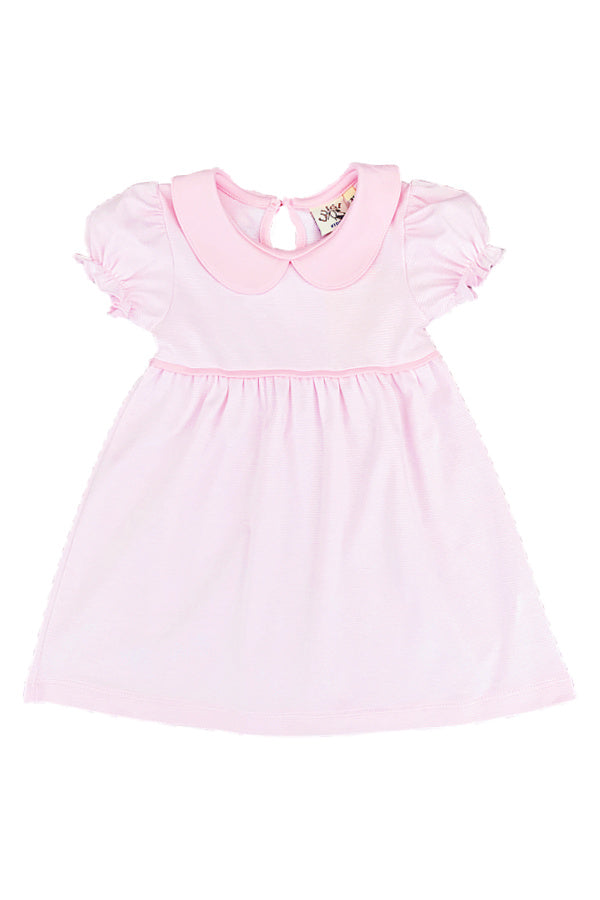 Light Pink and White Mini Stripe Short Sleeve Dress