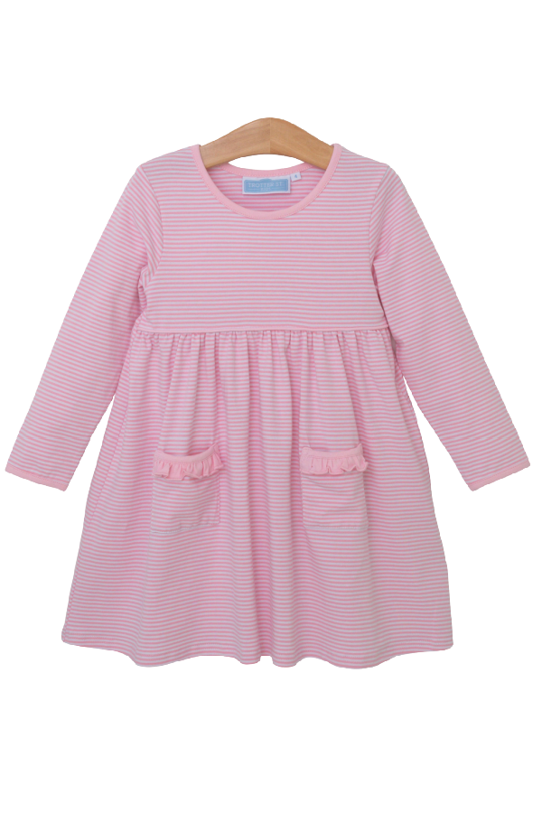 Millie Pocket Dress - Light Pink Stripe