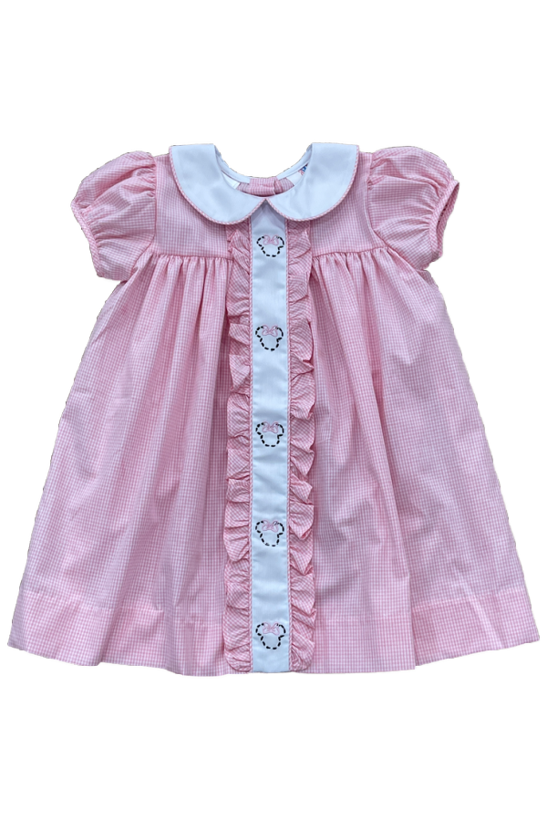 Minnie Embroidered Dress - Pink Check – The Frilly Frog