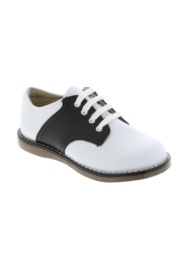 Cheer Lace Up Toddler Dress Shoe - White and Black