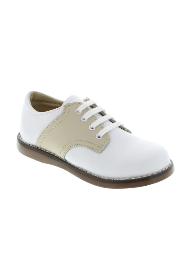Cheer Lace Up Toddler Dress Shoe - White and Ecru