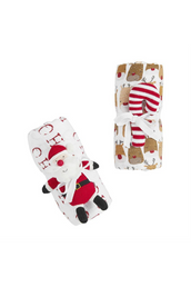 Christmas Muslin Swaddle Blanket and Rattle Set