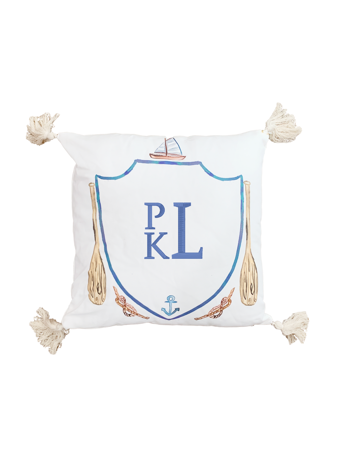 Over the Moon Monogrammable Pillow with Insert - Nautical
