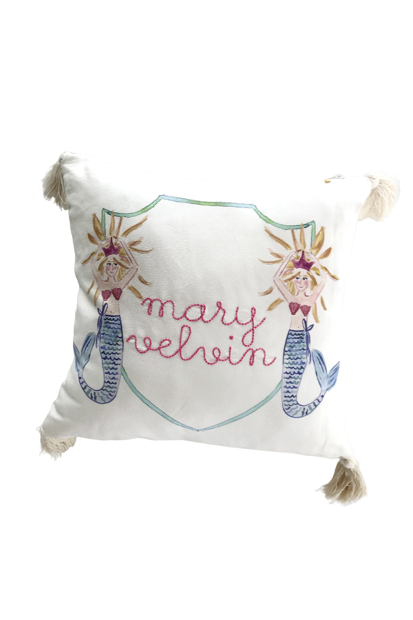 Over the Moon Monogrammable Pillow with Insert - Mermaid