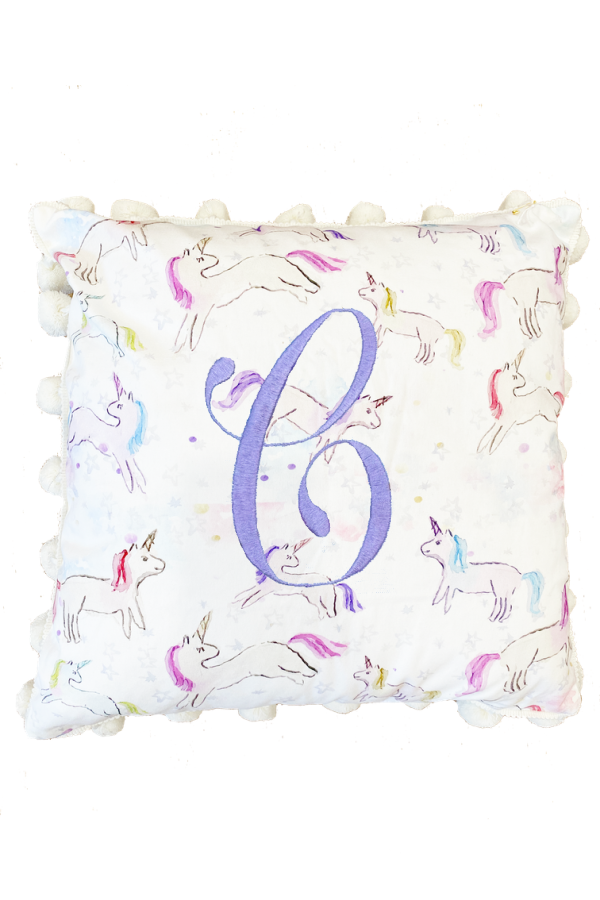 Unicorn Pillow with Cream Pom Pom