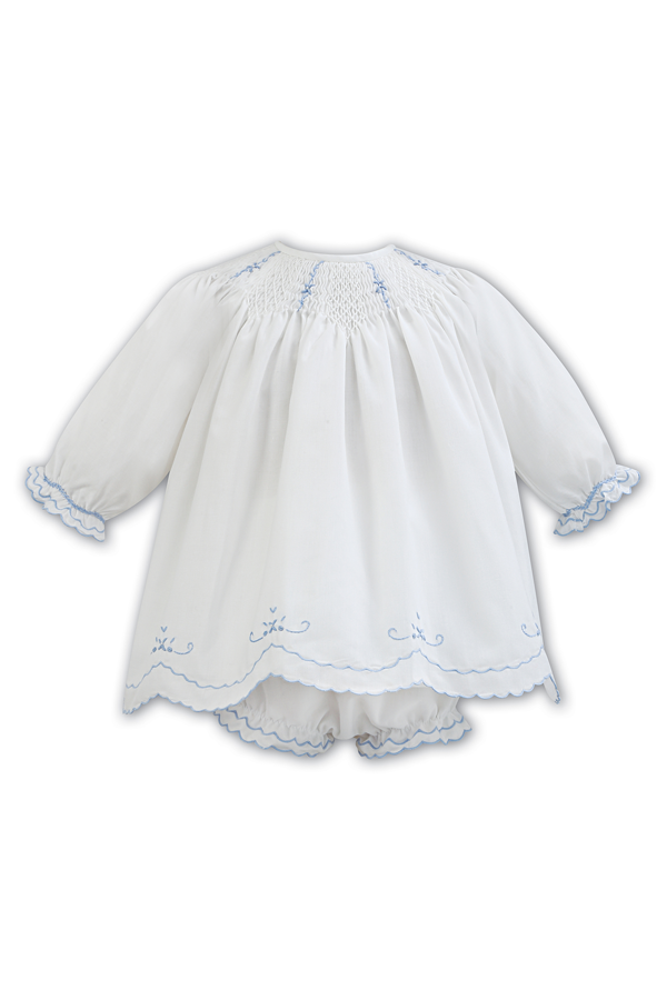 White and Blue Smocked Dress