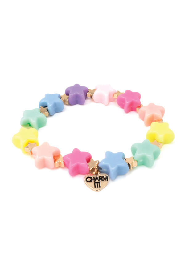 Charm It Gold Pastel Star Stretch Bead Bracelet