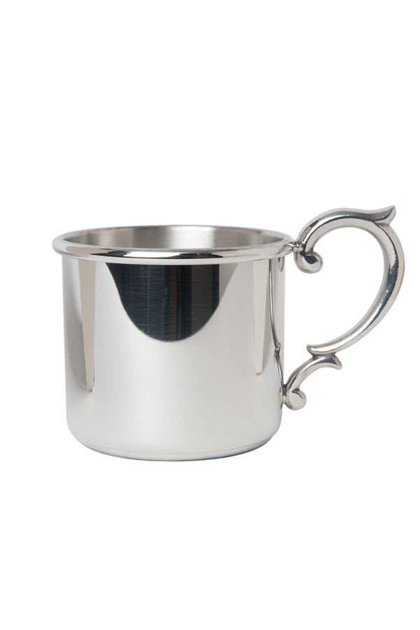 Straight Edged Pewter Cup with Scroll